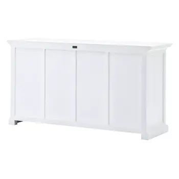 63" White Solid Wood Four Drawer Sideboard with Two Doors