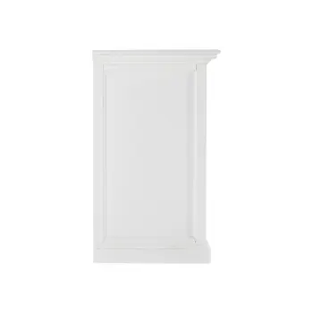 57" White Solid Wood Three Drawer Sideboard with Four Glass Doors
