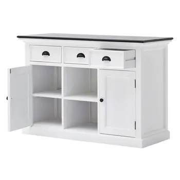 Modern Farmhouse Black And White Large Accent Cabinet