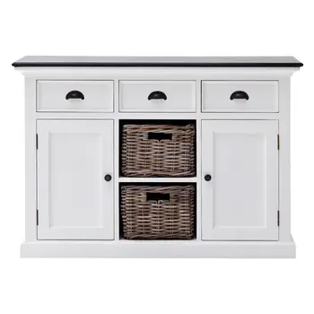 Modern Farmhouse Black And White Large Accent Cabinet