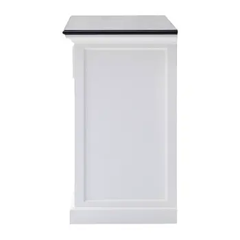 Modern Farmhouse Black And White Buffet Server With Sliding Doors