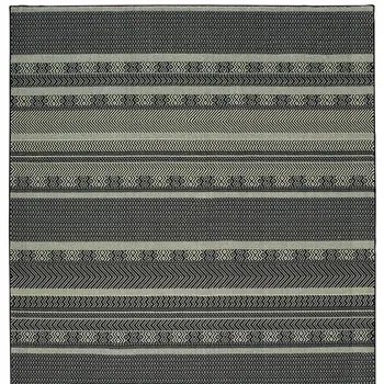 10' X 13' Black And Ivory Geometric Area Rug