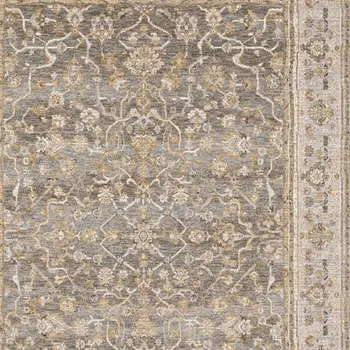 5' X 8' Beige Grey Machine Woven Oriental Indoor Arean Rug