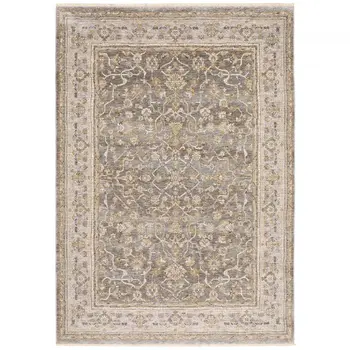 7' X 10' Beige Grey Machine Woven Oriental Indoor Arean Rug