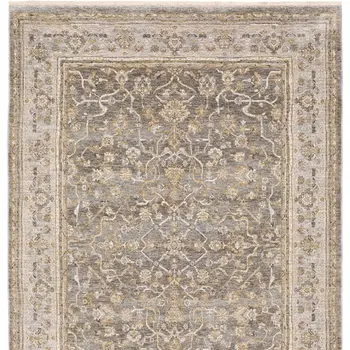 7' X 10' Beige Grey Machine Woven Oriental Indoor Arean Rug