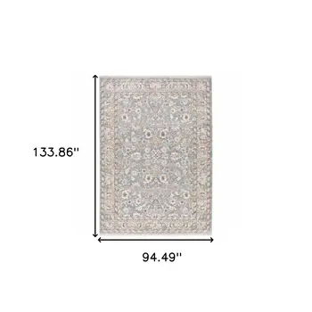 8' X 11' Blue And Ivory Oriental Distressed Area Rug
