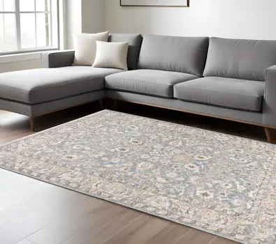 8' X 11' Blue And Ivory Oriental Distressed Area Rug
