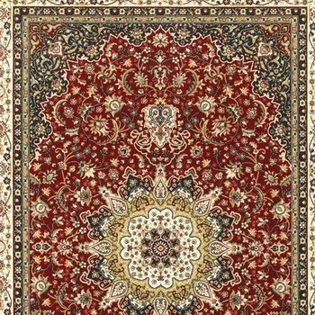 10' X 13' Red And Ivory Floral Medallion Area Rug