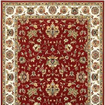 5' X 8' Red and Ivory Oriental Power Loom Area Rug