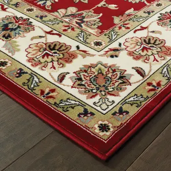 10' X 13' Red And Ivory Oriental Area Rug