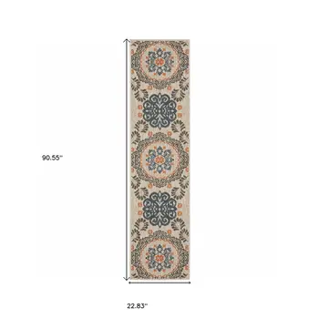 2' X 8' Blue and Gray Moroccan Indoor Outdoor Area Rug