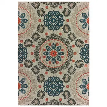 5' X 7' Blue And Gray Moroccan Indoor Outdoor Area Rug