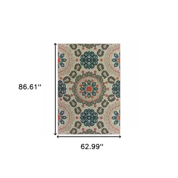 5' X 7' Blue And Gray Moroccan Indoor Outdoor Area Rug