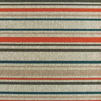 7' X 9' Blue And Gray Striped Indoor Outdoor Area Rug