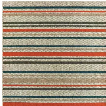7' X 9' Blue And Gray Striped Indoor Outdoor Area Rug