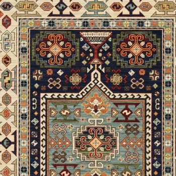 3' X 5' Blue And Ivory Medallion Area Rug