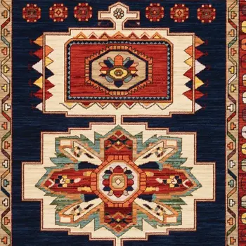 3' X 5' Blue And Red Medallion Area Rug