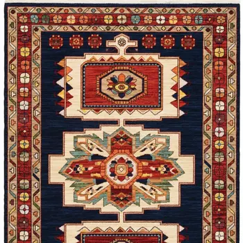 3' X 5' Blue And Red Medallion Area Rug