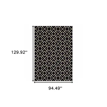 8' X 11' Black And Ivory Diamond Area Rug