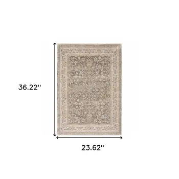 2' X 3' Beige And Ivory Area Rug