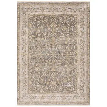 3' X 5' Beige Grey Machine Woven Oriental Indoor Arean Rug