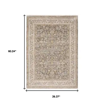 3' X 5' Beige Grey Machine Woven Oriental Indoor Arean Rug