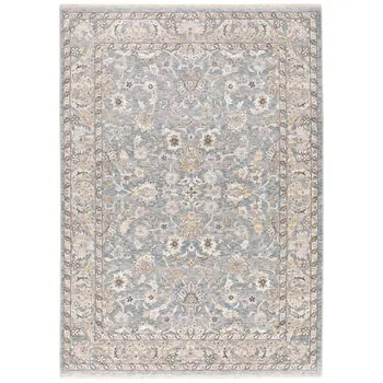 7' X 10' Blue And Ivory Oriental Distressed Area Rug