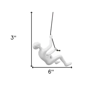 6" X 3" White Resin Climbing Man Hanging Dimensional Sculpture