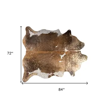 6' X 7' Brown And White Cowhide Area Rug