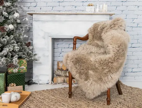 3' X 5' Taupe Genuine Sheepskin Area Rug