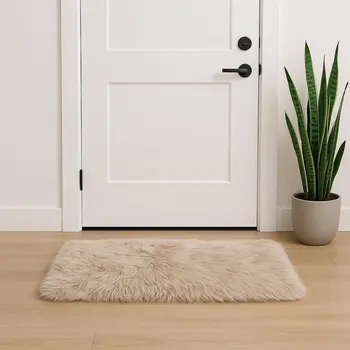 2' X 3' Taupe Sheepskin Area Rug