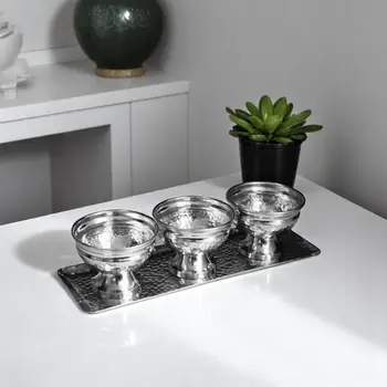 Hammered Serving Tray With Oblong Bowls
