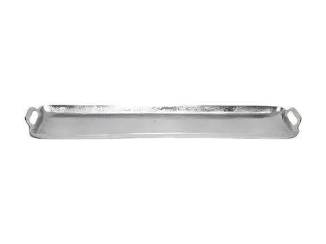 36" Silver Stainless Steel Serving Tray With Handles