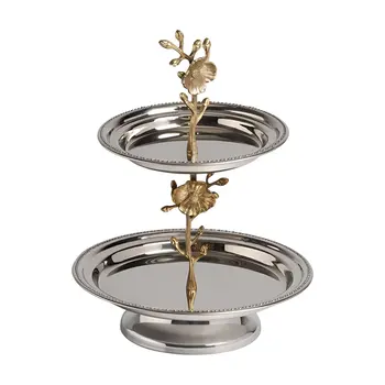 10" Silver Round Stainless Steel Indoor Outdoor Tray With Handles