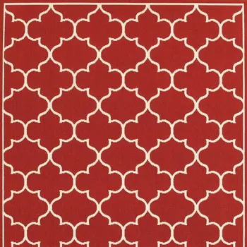 4' X 6' Red And Ivory Indoor Outdoor Area Rug