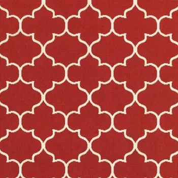5' X 8' Red And Ivory Indoor Outdoor Area Rug
