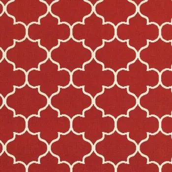 5' X 8' Red And Ivory Indoor Outdoor Area Rug