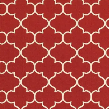 7' X 10' Red And Ivory Indoor Outdoor Area Rug