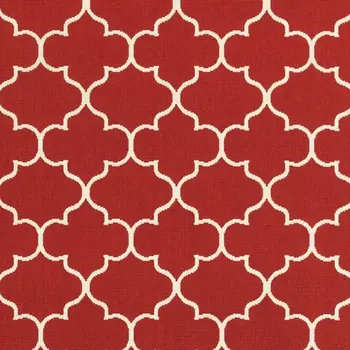 7' X 10' Red And Ivory Indoor Outdoor Area Rug