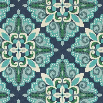 7' X 10' Blue And Green Indoor Outdoor Area Rug