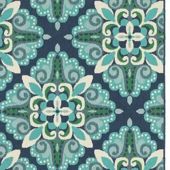 8' X 11' Blue And Green Indoor Outdoor Area Rug