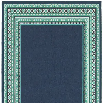 8' X 11' Blue and Green Indoor Outdoor Area Rug