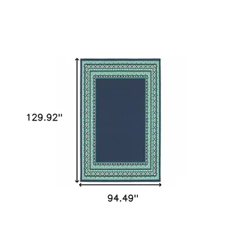 8' X 11' Blue and Green Indoor Outdoor Area Rug