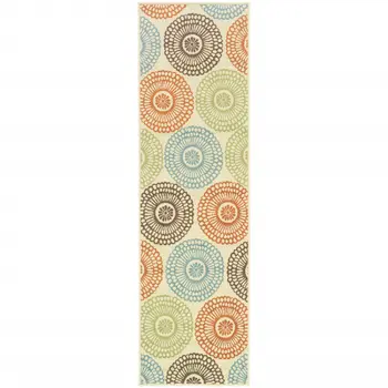 8' Beige Indoor Outdoor Runner Rug