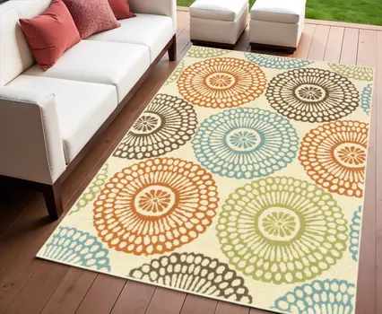 4' X 6' Beige Indoor Outdoor Area Rug