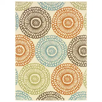 7' X 10' Beige Indoor Outdoor Area Rug