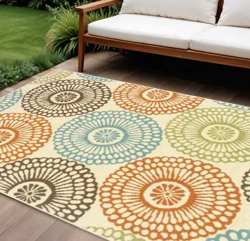 8' X 13' Beige Indoor Outdoor Area Rug