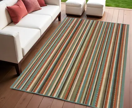 4' X 6' Green Indoor Outdoor Area Rug