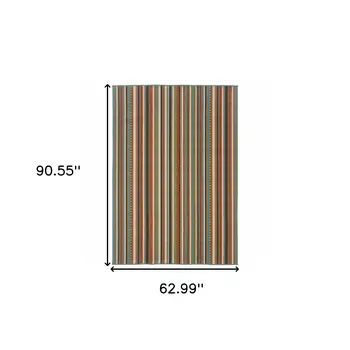 5' X 8' Green Indoor Outdoor Area Rug
