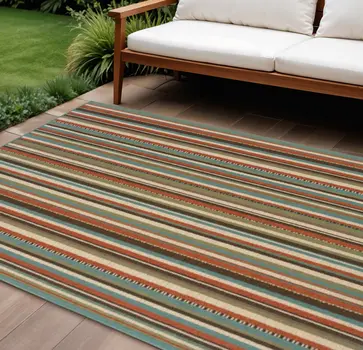 7' X 10' Green Indoor Outdoor Area Rug